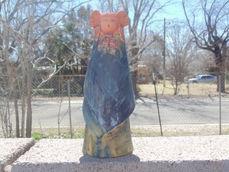 Esta Bain; Small Standing Figure, 2017, Original Ceramics Handbuilt, 9 x 5 inches. Artwork description: 241 Acrylic finish on southwester style blanket figure...