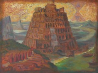 Edward Tabachnik; The Tower Of Babel, 1995, Original Painting Oil, 40 x 32 inches. Artwork description: 241 New style: Romantic Expressionism.Series: Creation of The World.Singularity, Creation of The World.    ...