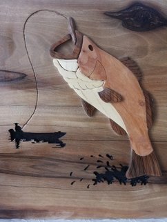 Farzin Vahid; Fisherman, 2016, Original Woodworking, 20 x 30 inches. 