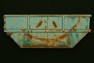 Stephen Fessler; Smile, 2012, Original Painting Oil, 26.3 x 10 inches. Artwork description: 241          An amused dumpster with a rusted scraped- steel smile.     ...