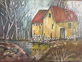 Maria Karlosak; Cabin In The Woods, 2018, Original Painting Acrylic, 24 x 18 inches. Artwork description: 241 Original handmade Acrylic painting on 24  x 18  gallery wrapped canvas. Cabin in the Woods by Maria Karlosak Artist . ...