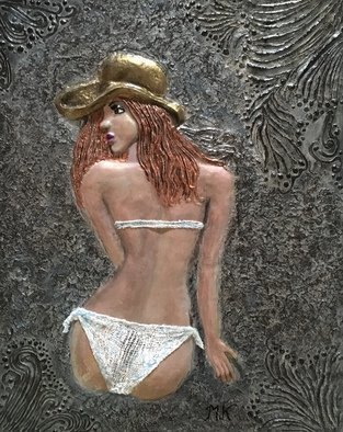 Maria Karlosak; Sunbathing, 2019, Original Sculpture Clay, 24 x 30 inches. Artwork description: 241 Original art made by my hand. Clay relief on canvas, very special unique art , builded right on canvas ...