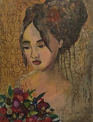 Maria Karlosak; Think Of You, 2019, Original Painting Acrylic, 14 x 18 inches. Artwork description: 241 Painting, original, contemporary, canvasart, handpainted, thing of you, art, textured paining, wall art, wall design, fantasy painting, women, portrait, figurative abstract, bouquet, Impressionism, flower                                            ...