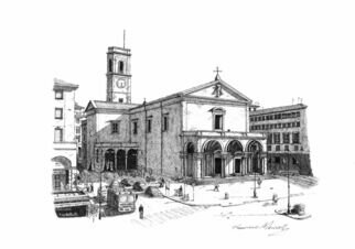 Francesco Marinelli; Leghorn Cathedral Square, 2022, Original Drawing Ink, 297 x 210 inches. Artwork description: 241 Leghorn Cathedral Square...