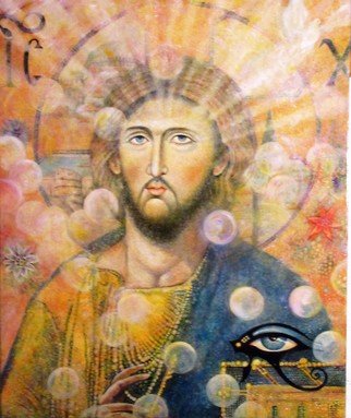 Cyr Antoine Hubert; Radiance Christi, 2016, Original Painting Oil, 80 x 62 cm. Artwork description: 241 Portrait christ Byzantin...