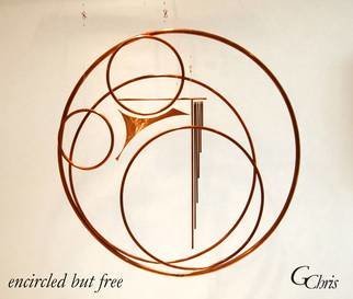 Gary Chris Christopherson; Encircled But Free, 2005, Original Sculpture Mixed, 40 x 40 inches. Artwork description: 241  Though encircled and restrained, we remain free as the chimes signal and celebrate that freedom and the associated joy. ...
