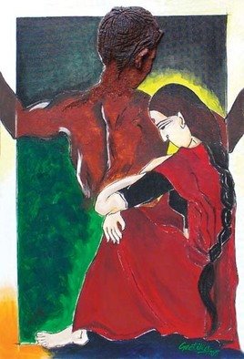 Geetika Goyal; Ajnabi, 2005, Original Mixed Media, 24 x 36 inches. Artwork description: 241   'Ajnabi' is part of the Relationship series by Geetika. It speaks about the unknowingly developed gap or vaccuum in a relation.  ...