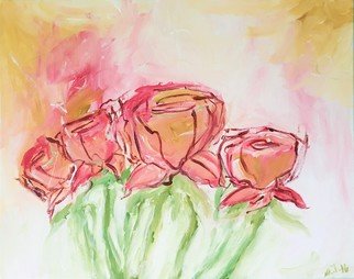Genesis Thomas; Rose Garden, 2016, Original Painting Acrylic, 28 x 16 inches. Artwork description: 241  Beautiful floral painting depicting newly bloomed roses. ...