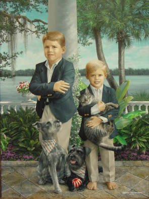 Gregory Graham Grant; Brett And Chase Gottlich ..., 2002, Original Painting Oil, 30 x 40 inches. Artwork description: 241  Commissioned work of two young brothers with pets.  ...