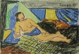 George Grant; Odalisque, 2022, Original Pastel Oil, 30 x 20 cm. Artwork description: 241 Nothing to describe here, just look at it, it is enough.  Art is not for talking.  Learn to look and see. ...