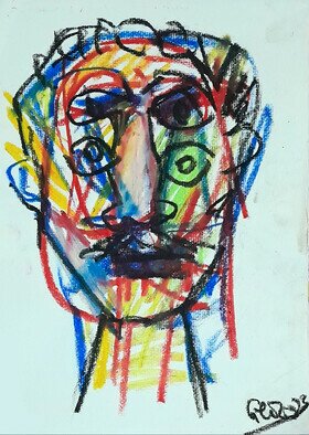 George Grant; Self Portrait, 2023, Original Pastel Oil, 26 x 19 cm. Artwork description: 241 This is just another expression of the style I have been using recently, close to abstract expressionism, which allows me to convey the momentary current impulse that seeks embodiment. Often the wild strokes that at the same time are seeking some kind of order, are able to ...