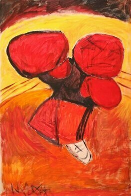 Mikhey Chikov; Favorite, 2023, Original Painting Acrylic, 36.2 x 55.9 inches. Artwork description: 241 Inspired by Mike Tyson and Mark Rothko. Red and yellow, power and victory. About special features of tough man s with rough life. ...