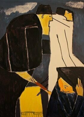 Mikhey Chikov; Pickpockets, 2021, Original Painting Acrylic, 29.5 x 41.3 inches. Artwork description: 241 There will always be people who are ready to rob their neighbor About scenes and situations that unfortunately have place.  ...
