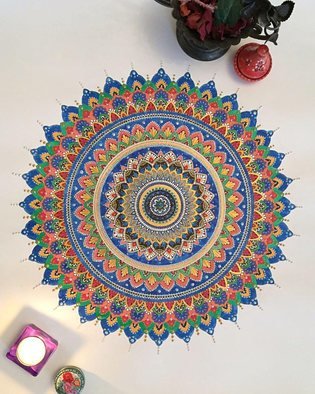 Rabina Byanjankar Shakya; Colors Of Life Mandala, 2017, Original Painting Ink, 50 x 70 cm. Artwork description: 241 Concentric circles mandala painting made on paper with ink, water color, promarker, tempera. Inspired by the vibrant colors of passions of life. ...