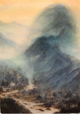 Grace Auyeung; Landscape Of Slovenia, 2008, Original Painting Ink, 24 x 32.5 inches. Artwork description: 241      landscape, cloud, mists, river, Chinese landscape, ink wash painting , mountains    ...