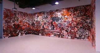 Gregory Brat; Punks Not Dead, 2010, Original Other, 1000 x 400 cm. Artwork description: 241  Destruction deconstruction anarchy oil dust red black shadow street art  ...