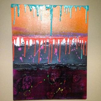Bradley Mueller; Lifelines, 2016, Original Painting Acrylic, 12 x 18 inches. Artwork description: 241  Original Poured iridescent acrylic on slanted canvas. Abstract Skyline with deep themes of life and death, chaos and structure. ...