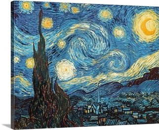 Andrew Giffen; The Starry Night, 2017, Original Painting Oil, 11 x 14 inches. Artwork description: 241 scenery at night with town and moon with dark sky...