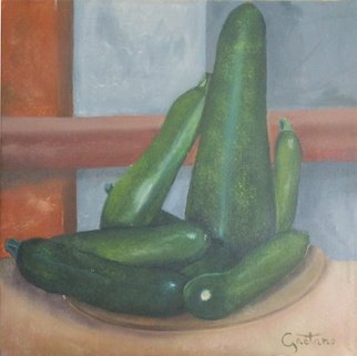 Stefano Gaetano; Le Zucchine Di Marco, 2015, Original Painting Oil, 24 x 30 cm. Artwork description: 241  my cousin garden's zucchini ...