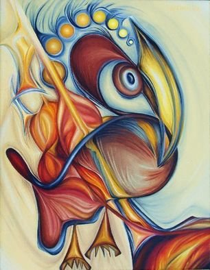 Istvan Gyebnar; Transboundary Movement Of..., 2008, Original Painting Oil, 40 x 50 cm. Artwork description: 241  bird fire light  ...