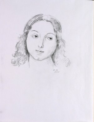 Hana Grosova; Girl, 2005, Original Drawing Pencil, 21 x 29.7 cm. Artwork description: 241  Drawing according to Raffaello ...