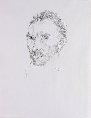 Hana Grosova; Portrait, 2005, Original Drawing Pencil, 21 x 29.7 cm. Artwork description: 241  Pencil drawing according to Vincent Van Gogh ...