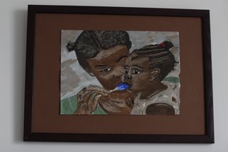 Elena Zhogina, 'Black woman with a baby girl', 2010, original Drawing Gouache, 30 x 20  x 1 cm. Artwork description: 1758    I used to live in Ethiopia when being a child. So for me Africa is always a part of childhood, remembering its smells of eucaliptus leaves, murmur and laughter of the streets of Addis Abeba, heat and humidity, tropical rains when there is nothing to be seen ...