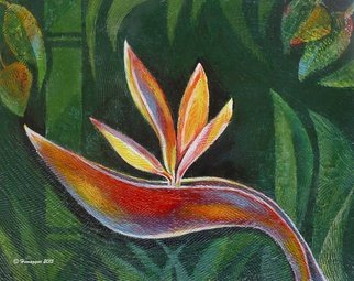 Hemu Aggarwal; Bird Of Paradise In Paradise, 2015, Original Painting Acrylic, 16 x 14 inches. Artwork description: 241   The price $150 is for Canvas Print - 16 x 14, other sizes available. To buy original contact artist- hyaggarwal@ gmail. com.acrylic, orchids, bird of paradise, tulip, romantic, sensuality, flowering, bunch, horticultural, landscaping, cultivated, thrive, lush color, flourish, ecology, exotic, blossom, botanical, bouquet, garden botany, blooming, sense, ...