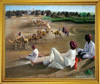 Hemant Bhavsar; Traditional Village Painting, 2008, Original Painting Oil, 36 x 24 inches. Artwork description: 241  Canvas oil painting ...