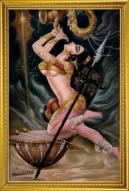 Hemant Bhavsar; Dancing Lady, 2008, Original Painting Oil, 48 x 36 inches. Artwork description: 241  Canvas oil portrait painting. ...