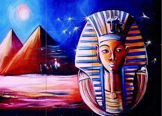 Henry Anaje; RETURN TO EGYPT, 2003, Original Painting Oil, 8.3 x 14 inches. Artwork description: 241   THE RETURN OF CIVILIZATION TO EGYPT ...
