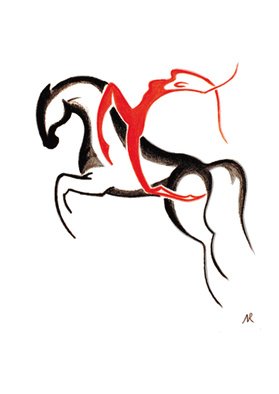 Reka Viktoria Nemet; Capriole, 2011, Original Drawing Pencil, 11.7 x 16.5 inches. Artwork description: 241  Capriole - a parallel jump by a horses and a womans shape. ...