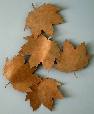 Bob Hill; Golden Fall, 2008, Original Sculpture Steel, 32 x 40 inches. Artwork description: 241  Five huge Maple leaves are falling gracefully through the Fall breeze     in this stunning wall sculpture. ...