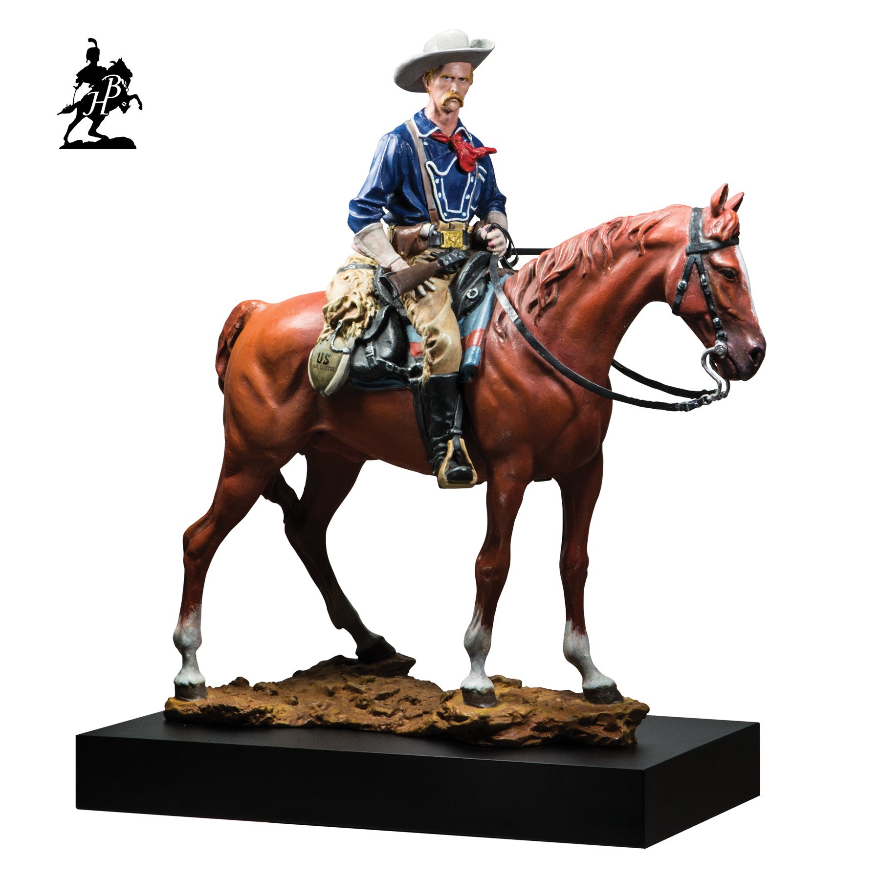 Fernando  Andrea; Polychromed General Georg..., 2014, Original Sculpture Bronze, 7.5 x 17 inches. Artwork description: 241  i? 1/2General George Armstrong CusterSon of the Morning Stari? 1/2Polychrome bronze version,available by special order only.  BY FERNANDO ANDREASCALE 16 BRONZE SCULPTURELIMITED EDITION 20 copiesCERTIFICATE OF AUTHENTICITY INCLUDEDWax Stamp and signature of the sculptorHISTORYBeginning in the Renaissance, bronzes were finished with an essentially monochromatic patination ...