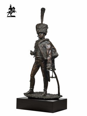Fernando  Andrea; Le Capitaine 1805, 2019, Original Sculpture Bronze, 15 x 7 inches. Artwork description: 241 BY FERNANDO ANDREASCALE 1: 6 BRONZE SCULPTURELIMITED EDITION  20 copies WOODEN BASE and CERTIFICATE OF AUTHENTICITY INCLUDED  Wax Stamp and signature of the sculptor HISTORYBy closely following a Detaille s illustration of a French captain of Hussars in 1805, this outstanding work by Fernando ...