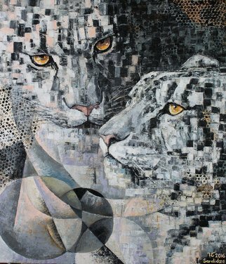 Ia Saralidze; Leopards, 2016, Original Painting Oil, 51 x 61 inches. Artwork description: 241 cubism , realism, , animals, Leopards...