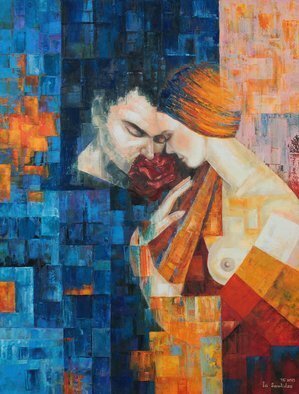 Ia Saralidze; The Fragrance Of Love, 2015, Original Painting Oil, 65 x 85 cm. Artwork description: 241 Fragrance, man, woman, love, cubism...