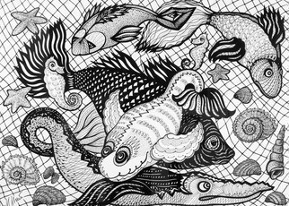 Irina Maiboroda, 'Social Network II', 2014, original Drawing Ink, 42 x 30  x 0.2 cm. Artwork description: 2103    abstract, impression, illustration, fairy- tail, black- wait  work is under passepartout 50 A-- 50 cm         ...