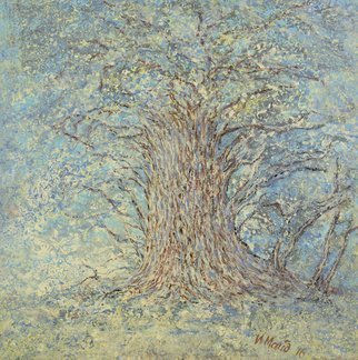 Irina Maiboroda, 'Lonely Oak', 2017, original Mixed Media, 25 x 25  x 0.2 cm. Artwork description: 1758 landscape, abstract, impression, colorful, sun, morning, oak, threes...