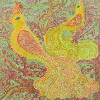 Irina Maiboroda, 'The Birds Of Paradise', 2017, original Mixed Media, 20 x 20  x 0.2 cm. Artwork description: 1758 mixed media, colorful birds, paradise ...