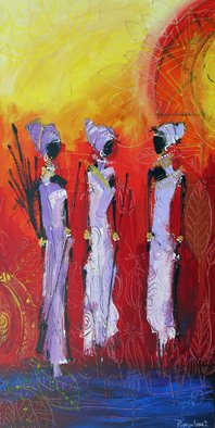 Irina Rumyantseva; African Spirit, 2015, Original Painting Acrylic, 20 x 40 inches. Artwork description: 241  A strikingly colourful and detailed figurative painting. African tribal art painted on deep edge box canvas, ready to hang. A unique take to an increasingly popular topic, the artist keeps the traditional aspects of the usual tribal figurative piece, yet giving the it more colour and atmosphere. ...