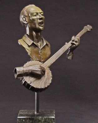 Jack Hill, 'Pete', 2011, original Sculpture Bronze, 20 x 21  x 8 inches. Artwork description: 1911  Portrait of folk singer Pete Seeger    A tooth brush as teeth and toothpaste squeezed into a tuba shape   ...