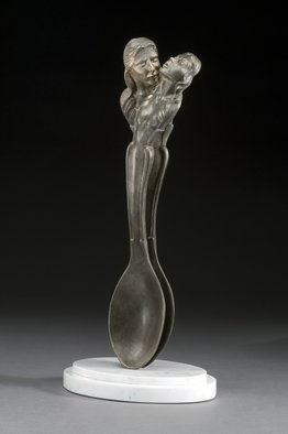 Jack Hill; Spooning, 2006, Original Sculpture Bronze, 5 x 13 inches. Artwork description: 241 two lovers sculpted as spoons in an amorus embrace ...
