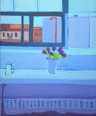 Jane Mcnichol; Tulips By My Studio  Window, 2012, Original Painting Oil, 24 x 30 inches. Artwork description: 241  This is a painting of a vase containing tulips by the window in my Brooklyn studio ...