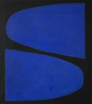 Jan-Thomas Olund; I Say Tip Tap, 2017, Original Painting Oil, 46 x 50 cm. Artwork description: 241 Two blue forms the coloring of colors with light and darkness Oil on canvas. ...