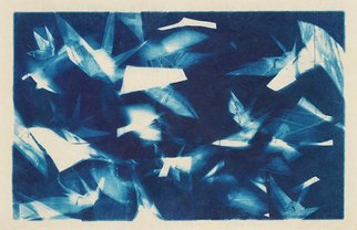 Jason Stern; Part Of The Flock, 2015, Original Photography Other, 40 x 32 inches. Artwork description: 241  Abstract cyanotype containing subtle origami crane forms. The shapes were produced though a combination of photograms and digital manipulation. ...