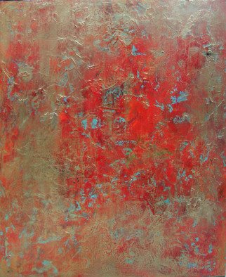 Jerimiah Lawrence; Tang Thing, 2009, Original Painting Acrylic,   inches. Artwork description: 241  contemporary painting with gold leaf, reds and turquoise underlying the gold layer.  beautiful art for home or office.  very zen appeal. ...