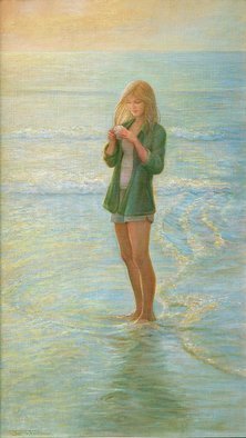 Judith Fritchman, 'Sunrise Treasure', 2010, original Painting Oil, 27 x 47  x 1.5 inches. Artwork description: 1911     A walk on the beach at sunrise leads to an unexpected treasure.    ...