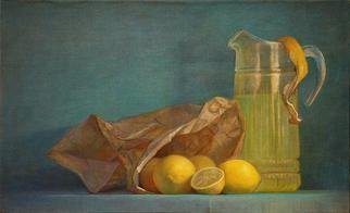 Judith Fritchman; When Life Gives You Lemons, 2012, Original Painting Oil, 24 x 14.8 inches. Artwork description: 241    A pitcher of lemonade is displayed next to a paper bag full of lemons. ...