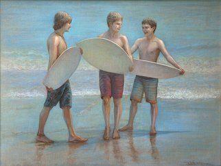 Judith Fritchman; The Boys Of Summer, 2016, Original Painting Oil, 40 x 30 inches. Artwork description: 241 Young boys sharing the joys of a summer day, skimming at the beach. ...